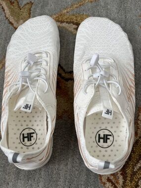 HF Women’s White Sneakers with Rose Gold Accent